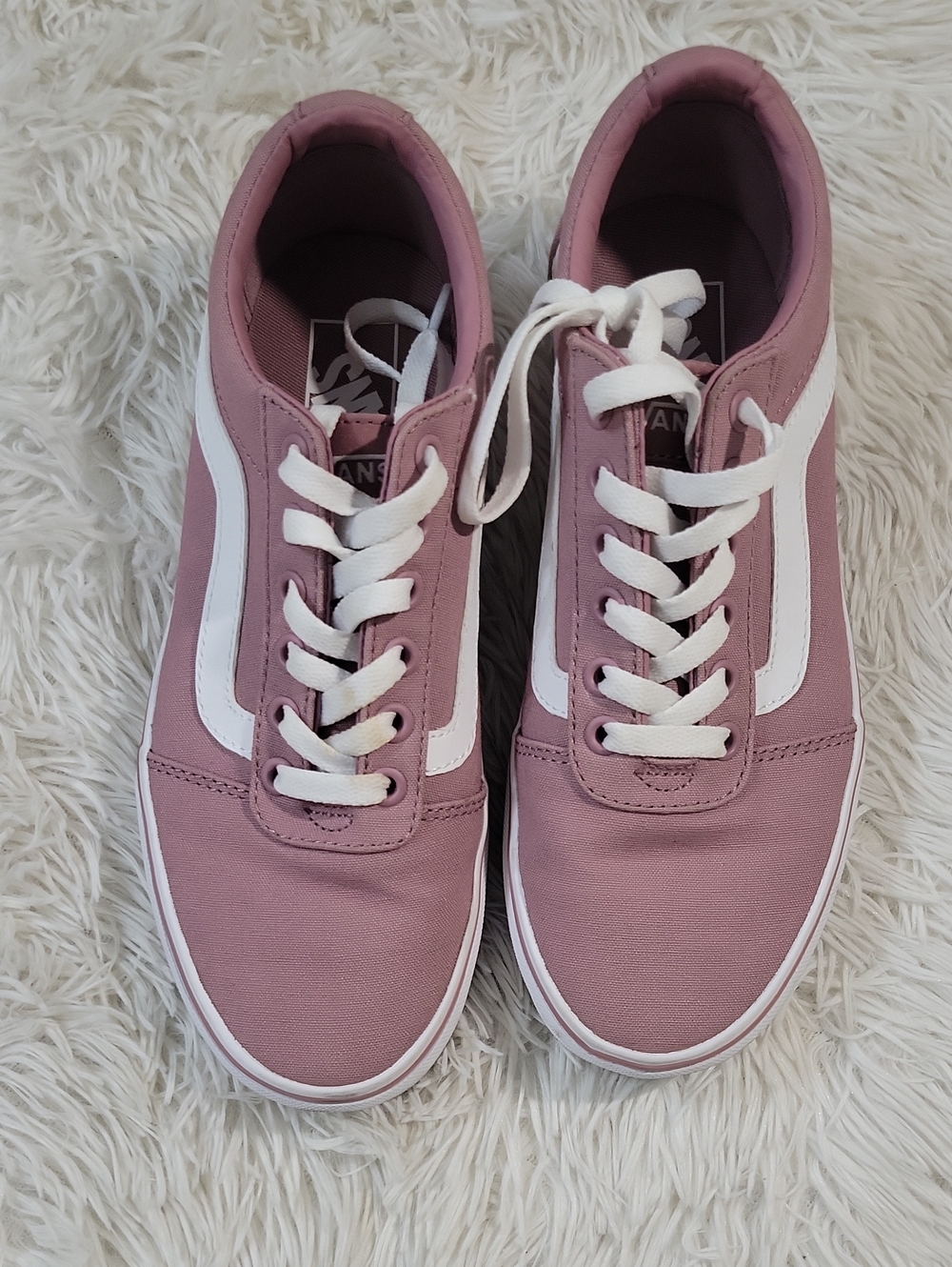 Vans Women's Old Skool Sneakers in Mauve Pink and White